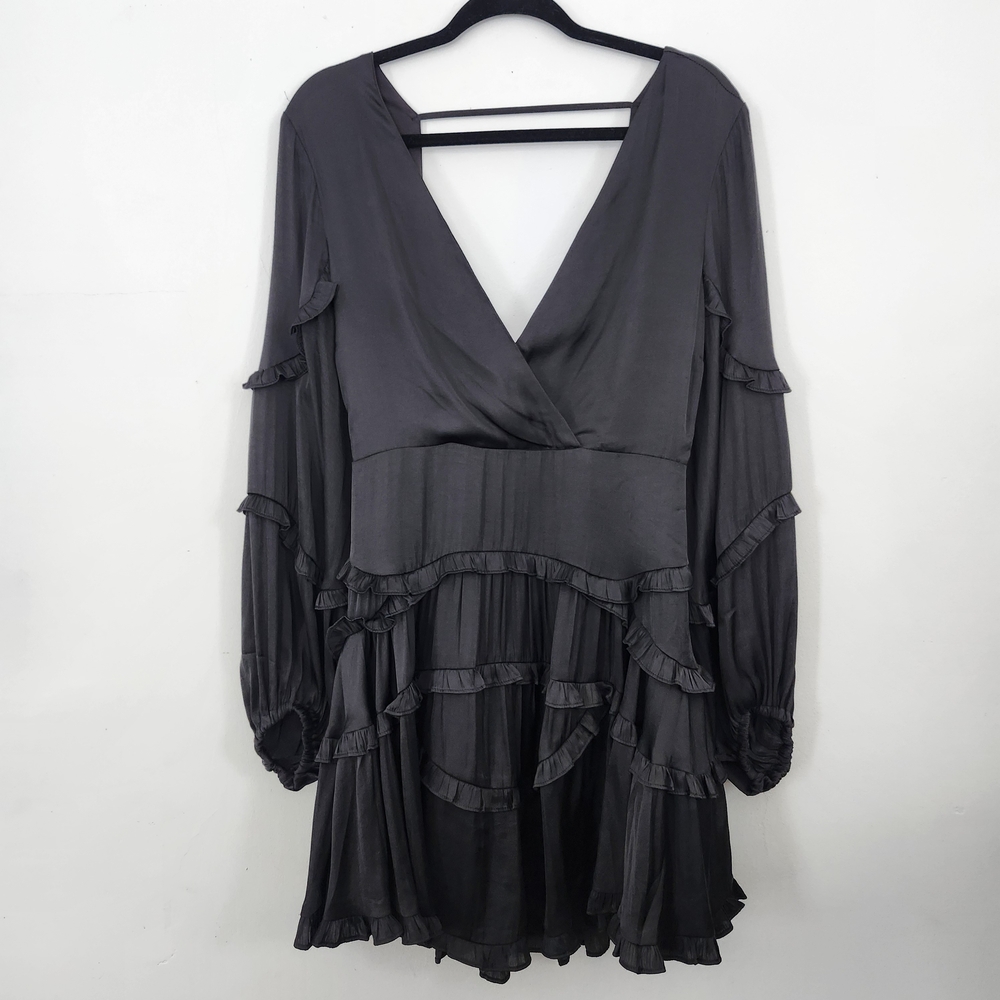 Silky Black Ruffle Dress